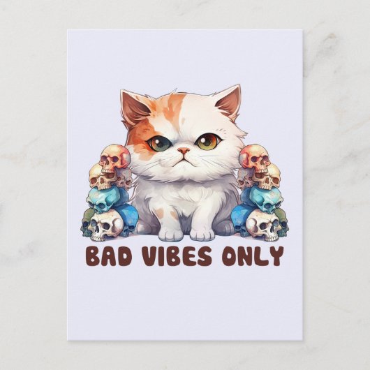 Carte Postale Vibes incorrectes uniquement - Fierce Chat & Skuls (Devant)