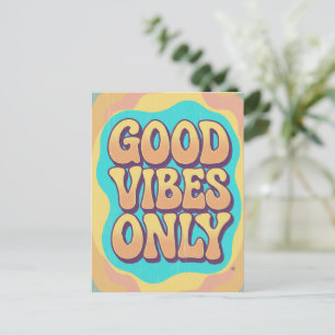 Carte Postale Vibes positives uniquement style rétro funky