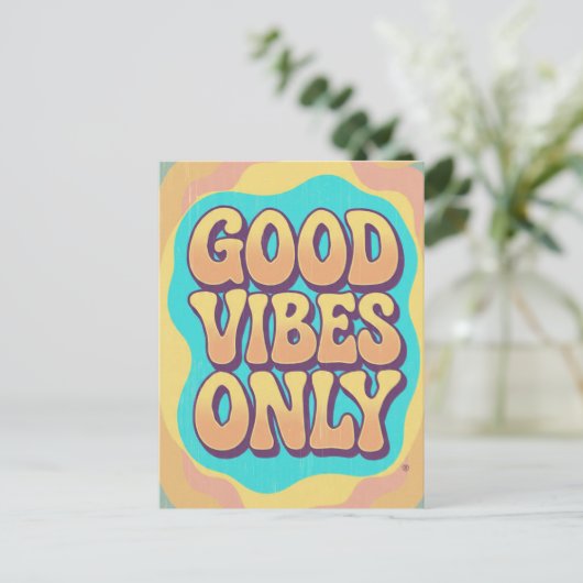 Carte Postale Vibes positives uniquement style rétro funky (Debout devant)