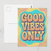 Carte Postale Vibes positives uniquement style rétro funky (Devant / Derrière)