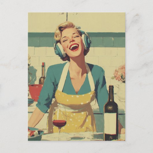Carte Postale Vibes Rétro de Cuisine Heureuse (Devant)