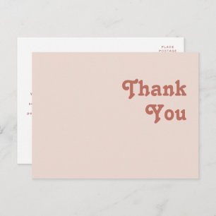 Carte Postale Vibes rétro simples   Merci Mariage rose