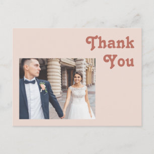 Carte Postale Vibes rétro simples   Merci Mariage rose