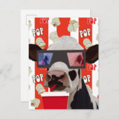 Carte Postale Vibes rétro Whimsical Popcorn Lover Cow (Devant / Derrière)