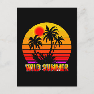 Carte Postale Vibes sauvages rétro d'été avec design de palmiers