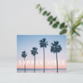 Carte Postale Vibes tropicales d'été rose et bleu Palm Tree couc (Debout devant)