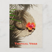 Carte Postale Vibes tropicales Sunhat et Hibiscus (Devant)