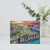Carte Postale Vibrant Delaware Map Art (Debout devant)