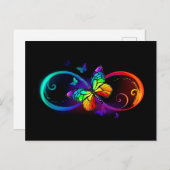 Carte Postale Vibrant infinity with rainbow butterfly on black (Devant / Derrière)
