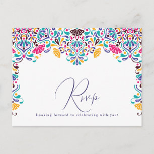 Carte Postale Vibrant mexicaine Fiesta Style Mariage arc-en-ciel