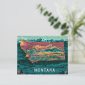 Carte Postale Vibrant Montana Map Art (Debout devant)