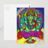 Carte Postale Vibrant peinture couleur Ganesh (Devant / Derrière)