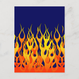 Carte Postale Vibrant Racing Flames on Navy Blue