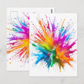 Carte Postale Vibrant Rainbow Paint Splatter Explosion (Devant / Derrière)