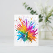 Carte Postale Vibrant Rainbow Paint Splatter Explosion (Debout devant)