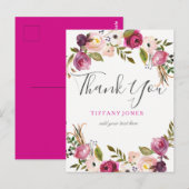 Carte Postale Vibrant rose Botanique Merci floral (Devant / Derrière)