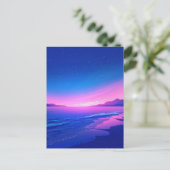 Carte Postale Vibrant Starry Night Pink Beach (Debout devant)
