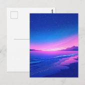 Carte Postale Vibrant Starry Night Pink Beach (Devant / Derrière)