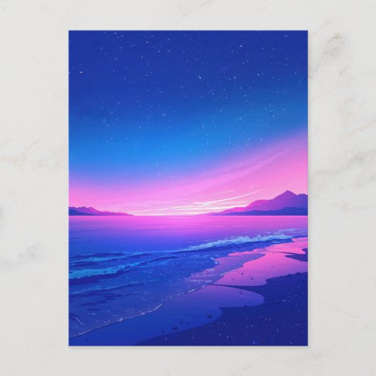 Carte Postale Vibrant Starry Night Pink Beach (Devant)