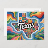 Carte Postale Vibrant Texas Conceptual Map Art (Devant / Derrière)