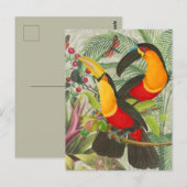 Carte Postale Vibrant Tropical Toucan Birds Art Exotic Jungle (Devant / Derrière)