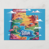 Carte Postale Vibrant Utah Conceptual Map Art (Devant)