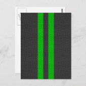 Carte Postale Vibrant Vert Carbone Fiber Style Racing Stripes (Devant / Derrière)