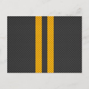 Carte Postale Vibrant Yellow Racing Stripes Carbon Fiber Style