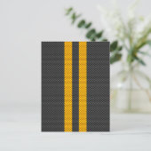 Carte Postale Vibrant Yellow Racing Stripes Carbon Fiber Style (Debout devant)