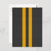 Carte Postale Vibrant Yellow Racing Stripes Carbon Fiber Style (Devant / Derrière)