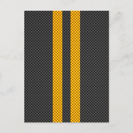 Carte Postale Vibrant Yellow Racing Stripes Carbon Fiber Style (Devant)