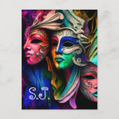 Carte Postale Vibrants Visions des Masques Vénitiens (Devant)