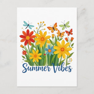Carte Postale Vibrations d'été Floral avec Papillons-64534