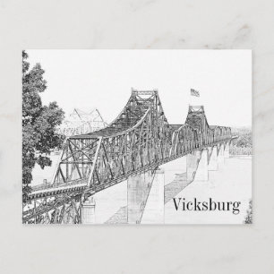 Carte Postale Vicksburg, Mississippi River Bridge croquis