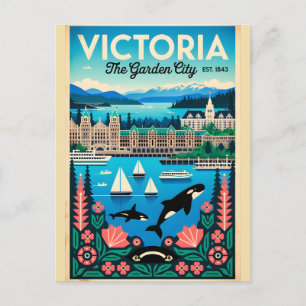 Carte Postale Victoria Canada Art de Affiche de Voyage Rétro