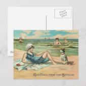 Carte Postale Victorian Beach Swim Girl Ocean Summer Vacances (Devant / Derrière)