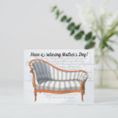 Carte Postale Victorian Blue Stripe Chaise Lounge (Debout devant)