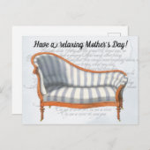 Carte Postale Victorian Blue Stripe Chaise Lounge (Devant / Derrière)