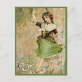 Carte Postale Victorian Dancing Girl Green Rose rouge (Devant)