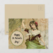 Carte Postale Victorian Dancing Girl in Green St. Patrick's Day (Devant / Derrière)