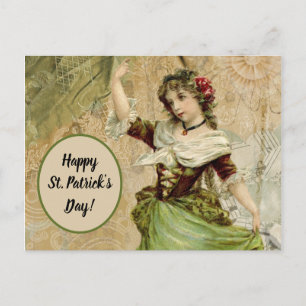Carte Postale Victorian Dancing Girl in Green St. Patrick's Day