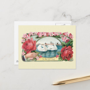 Carte postale Victorian Friendship Roses et Swans