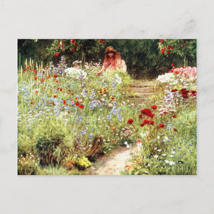 Carte Postale Victorian Girl in the Flower Garden
