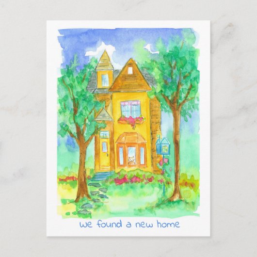 Carte Postale Victorian House Chat Aquarelle Moteur Faire-part (Devant)