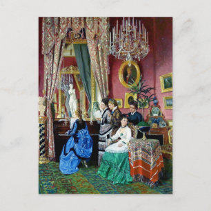 Carte Postale Victorian House Party Femmes Hommes Musique peintu