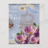 Carte Postale Victorian Love Thoughts Dreams Butterfly Bird Cage (Devant)