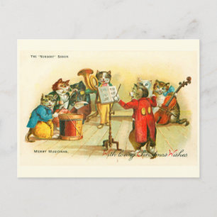 Carte Postale Victorian Musical Christmas Cats Band Louis Wain