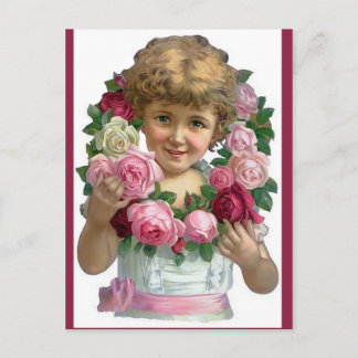 Carte Postale Victorian Rose Wreath Girl
