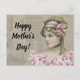 Carte Postale Victorian Steampunk Lady Pink Journal