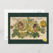 Carte postale Victorian Valentine 2 Girls Yellow R (Devant / Derrière)